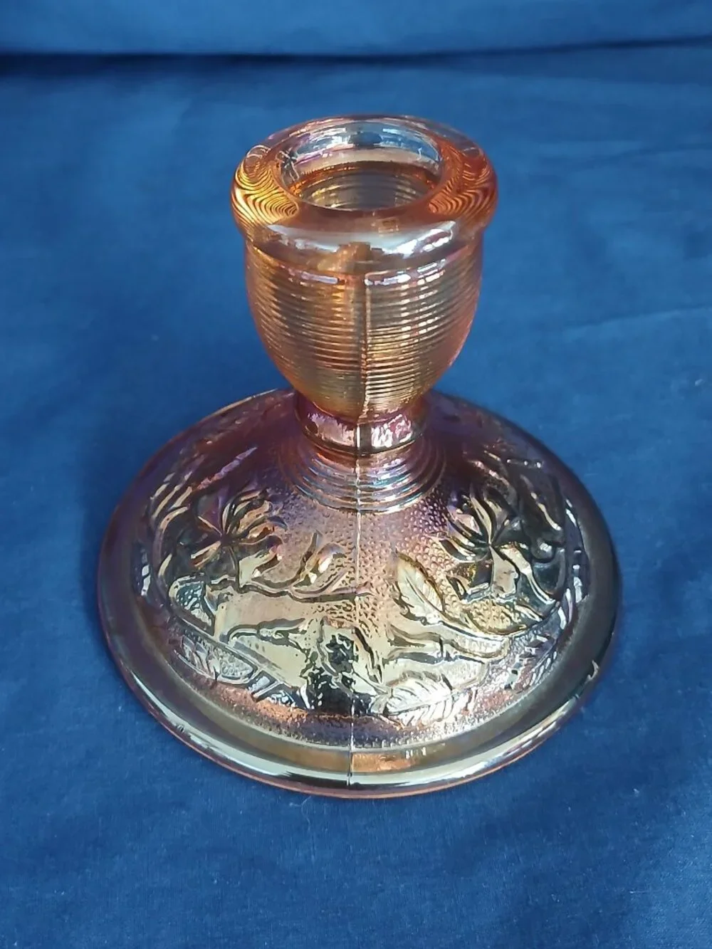 Vintage Imperial Glass Lustre Rose Marigold Candleholder Pair 1960s